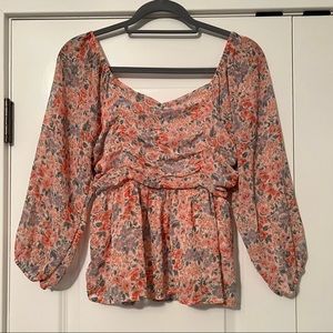 American Eagle Floral Scrunched Babydoll Top - SMALL